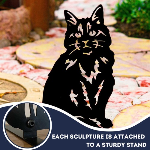 Cat Silhouette Home Decoration Statue Metal Art Garden Ornament Gifts Her Woman - Foto 45 di 48