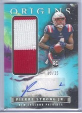 PIERRE STRONG JR 2022 PANINI ORIGINS TEAL AQUA RPA ROOKIE PATCH AUTO RC #D 19/25