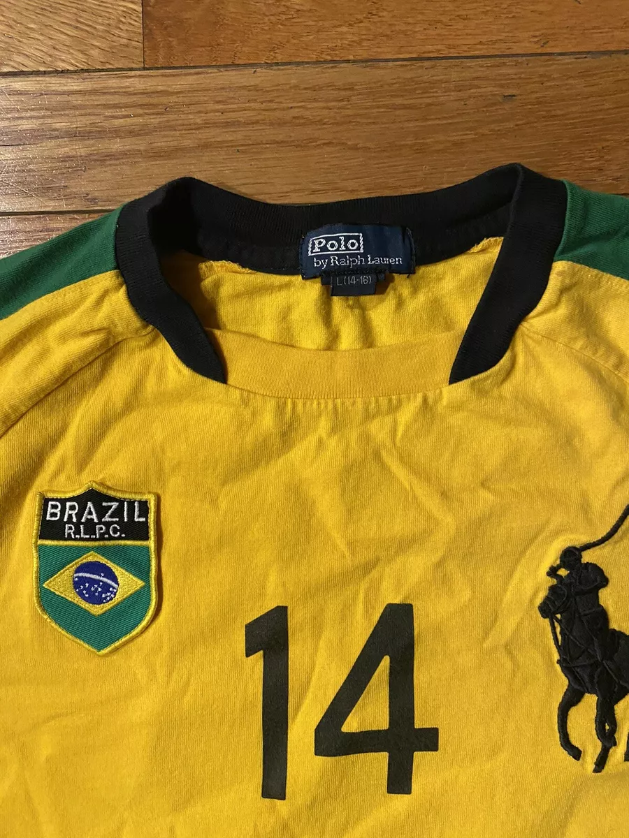 Polo Ralph Lauren Brazil Worldcup Boys Shirt Sz L 14-16 Youth