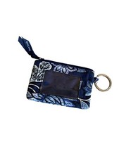 Vera Bradley Floral ID Case With Zip Closure  Key Ring Blue
