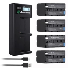 Powerextra 8800mAh NP-F970 Battery/Dual USB LCD Charger for Sony NP-F950 NP-F960