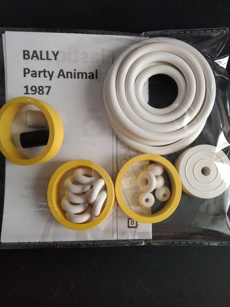 Pinball rubber kit Party Animal 1987 Bally élastiques blancs