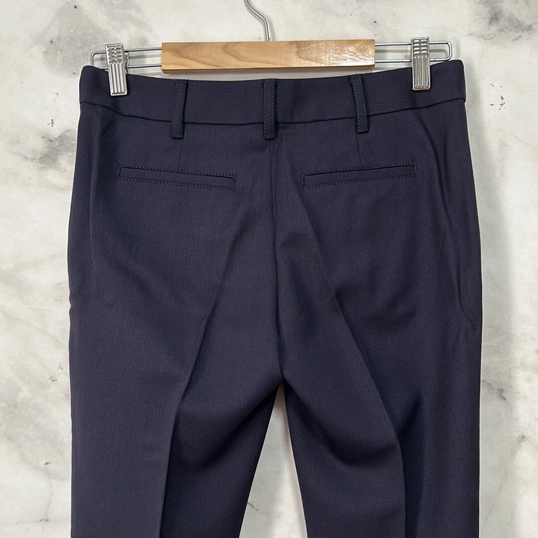 Pantaloni nuovi con etichette Tory Burch blu navy misto lana skinny taglia 0 prezzo al dettaglio $275