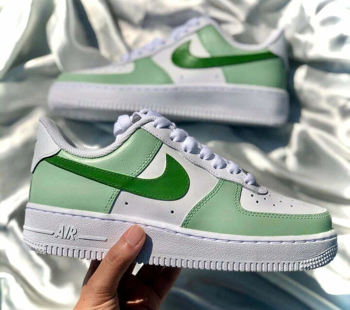 Custom Women's Nike Air Force 1 Sage Low All White Shoes 