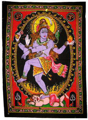 SHIVA NATARAJA Wandbehang Stoffbild mit Pailletten Hinduismus Natraj Schiva Siva