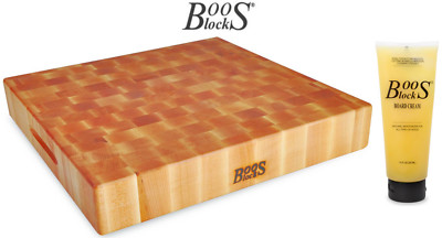 BOOS Blocks PREP BLOCKS Schneidebrett Ahorn 46x46x7,5 cm + Pflegecreme #BB27