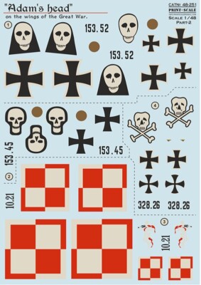 PRINT SCALE DECALS 48-251 ''Adams Kopf'' auf den Flügeln des Ersten Weltkriegs'' Pt2 1/48