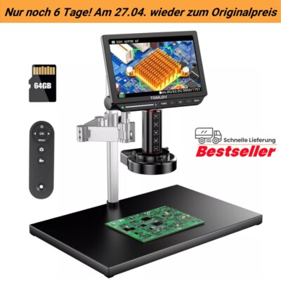 TOMLOV TM4K-AF Max 4K Autofokus Digitalmikroskop 10-Zoll 64GB mit Spin Flex Arm
