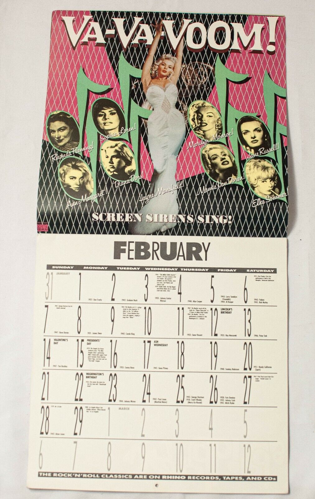 rhino-rock-n-roll-calendar-88-platters-yardbirds-byrds-monkees-nancy-sinatra-ebay