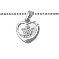Kinder Engel Weiß Gold 333 Herz AnhäNger Name Datum Gravur Mit Kette Silber 925