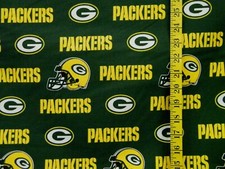 NFL GREEN BAY PACKERS GREEN 100 COTTON FABRIC BY THE 1/4 YARD