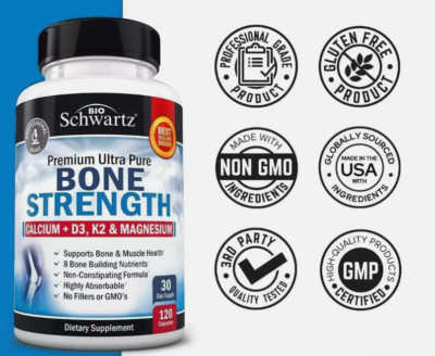 BioSchwartz Bone Strength Calcium Supplement-Calcium, Vitamin D3, K2, magnesium