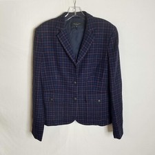Rag and Bone New York Womens Multicolor Plaid Wool Blend Blazer Jacket Size 10