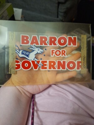 Barron For Governor Sticker Vintage Unused In A Sleeve. | eBay