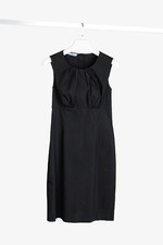 Prada 2010 Black Cotton Poplin Sleeveless Fitted Empire Dress, Size M
