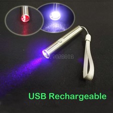 3 in 1 Red Laser Pointer White 395nM UV Mini USB Rechargeable LED Flashlights