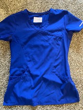 Skechers Reliance 3-Pocket Crossover V-Neck Scrub Top Size Small Blue Medical