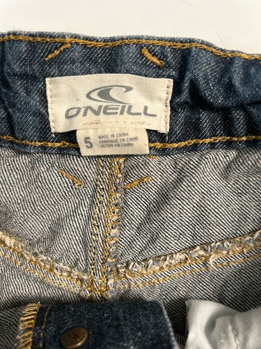 O'Neill Navy Jean Shorts Juniors Size 5 Distressed Cut Off Navy Button Front - Picture 4 of 4