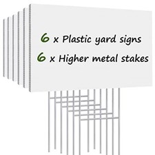 6 Pack Blank Yard Signs with Stakes 17x12 Inches Garage Sale Signs for Outdoor