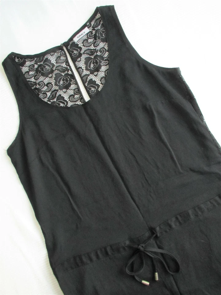 Damen Gr. L 40 Only Overall Damen Jumpsuits Einteiler schwarz Spitze Rücken ärme - Bild 2 von 4
