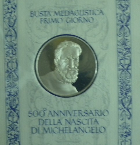 Medaglia Busta Medaglistica Primo Giorno 500 Anni Nascita Di Michelangelo ag925 - Foto 5 di 7