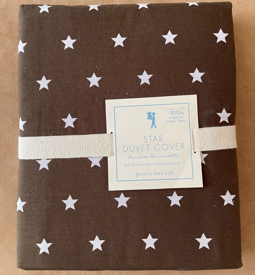 Pottery Barn Kids Organic cotton FULL / Queen Brown Star Duvet cover comforter - Image 2 of 3