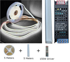 Media Wall Slat Wall Panel Surface Mounted Channel With LED Strip Light Kit COB
