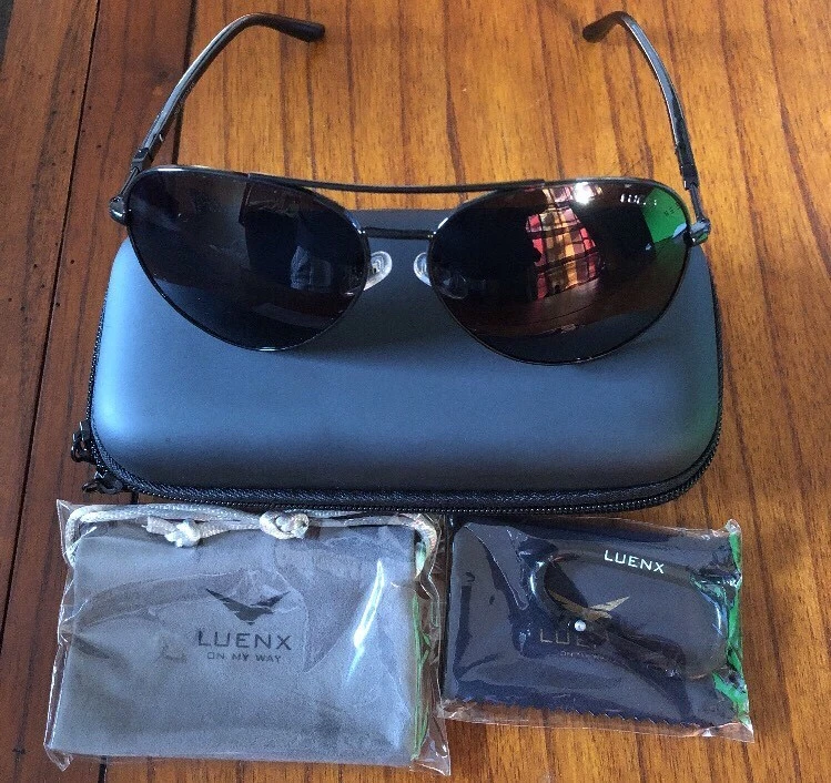 Luenx Aviator Sunglasses Men Women Polarized With Case - Uv 400 Non-Mirror  Black