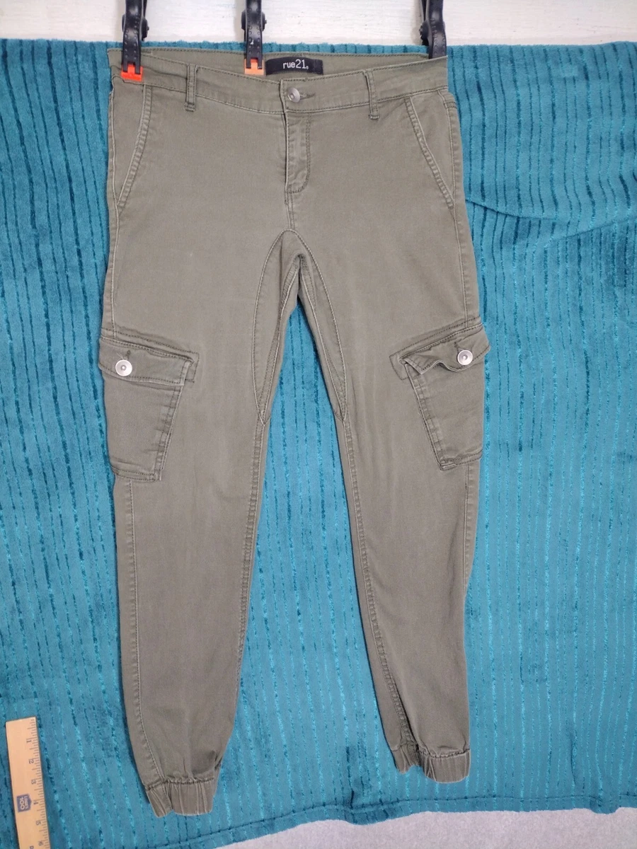 Rue 21 Cargo Jogger Pants Women's Size 3/4 fatigue Mid Rise