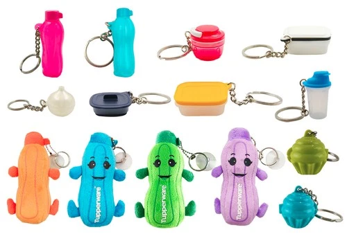 Tupperware Multi-Colored Mini Plastic Bottle Keychain Toy Collection