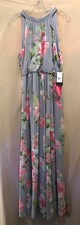 Adrianna Papel sleeveless full length floral chiffon dress with a slit, size 6