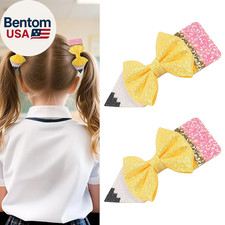 Back to School Pencil Bows Hair Clips, First Day of School Hair Clip, Glitter Sp