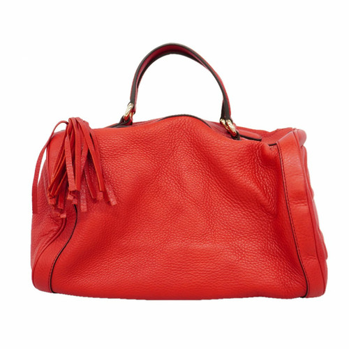 Gucci Soho Leather Handbag Red Champagne Gold Hardware Women's Vintage