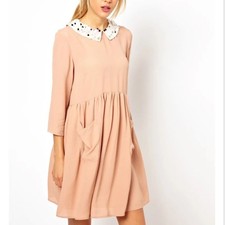ASOS Smock Dress With Embellished Collar