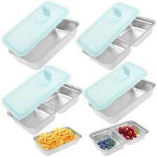 4PCS Grab and Go Snack Containers Reusable Stainless Steel Snack Box, Double ...