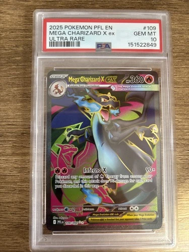 Pokemon 2025 Mega Charizard X ex 109/094 Phantasmal Flames GEM MINT PSA 10