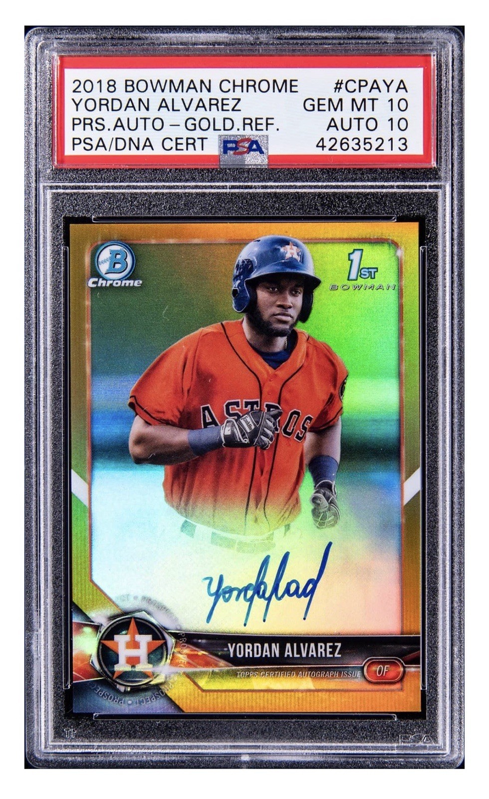 2018 Bowman Chrome Yordan Alvarez Auto Gold Refractor /50 PSA 10 AUTO 10 POP 2