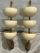 Italian Modern Brass Sconces Pair: Mid Century Stilnovo Style Wall Lights