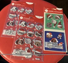 Lot Of 3 American Greetings Christmas Pets Dog Cats Sticker Packs New