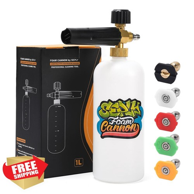 #ad #ad Foam Cannon Pressure Washer 1L Bottle 1 4quot; Quick Connect 5 Nozzle Tips $20.00