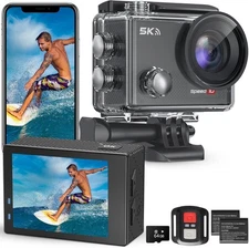 Action Camera 5K 30FPS Waterproof 131FT EIS WiFi Remote 64GB Wide Angle Sports.