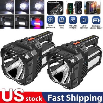 10000000LM Rechargeable Spotlight Flashlight Super Bright Handheld Torch Outdoor