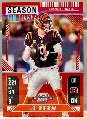 JERSEY # MATCH! 2024 Contenders Optic Season Ticket Joe Burrow 9/199! CIN (1/1)!