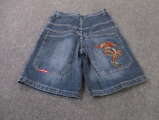 Jnco Jeans Shorts Mens 38 Blue Denim Wide Leg Logo Dragon Embroided Skater Y2K