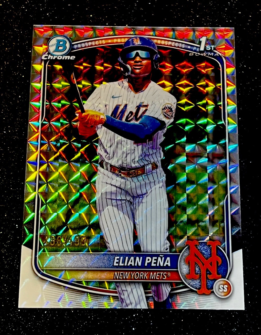 2025 Bowman Chrome 1st Elian Pena Geometric Refractor /499 SP #BCP-155 NY Mets