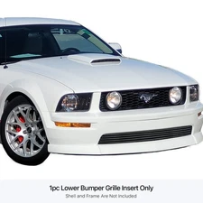 For Ford Mustang 05-09 APG 1-Pc Black 8x6 mm Horizontal Billet Bumper Grille