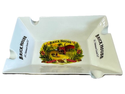 #ad New Brick House 4 Slot Gold Trimmed Ceramic Cigar Table Ashtray NIB $29.99