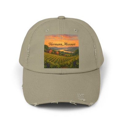 Unisex Distressed Hat Hermann Missouri Wine Country Sunset