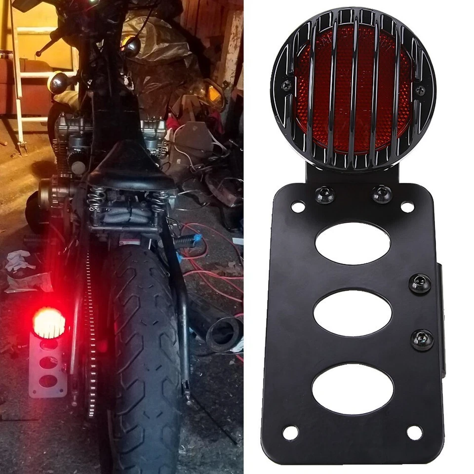 "Soporte de matrícula de luz de freno trasera LED para motocicleta de 1"" para Harley Honda Bobber" Foto 2 de 4