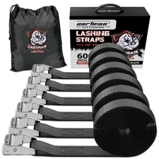 Cartman 1" x 12' Lashing Straps up to 600lbs, 6pk in Carry Bag